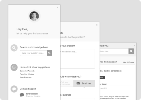 Help widget UI mockups