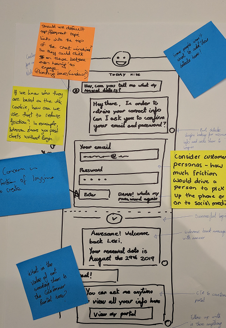 Early UI wireframe sketches