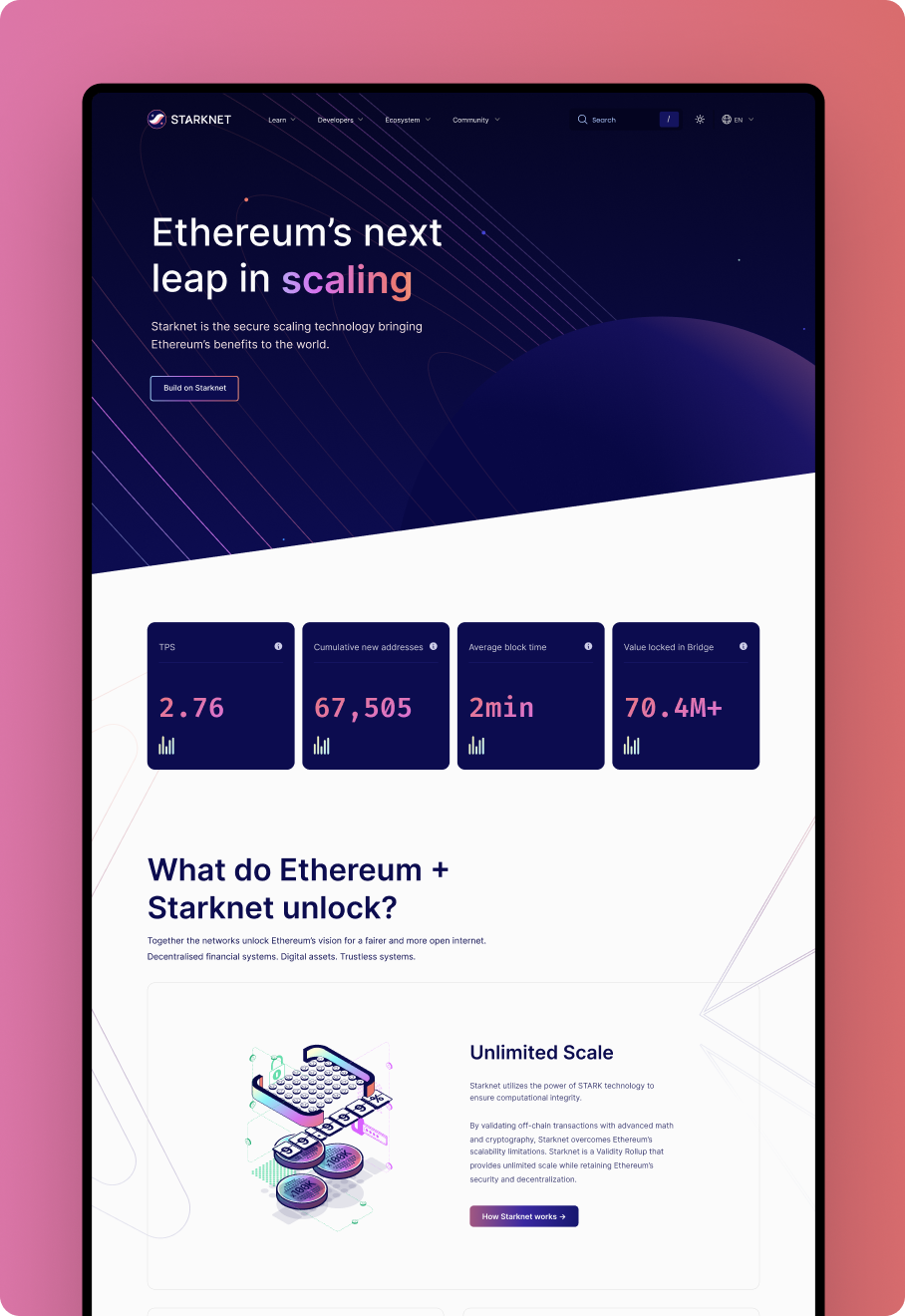 Starknet governance app website UI
