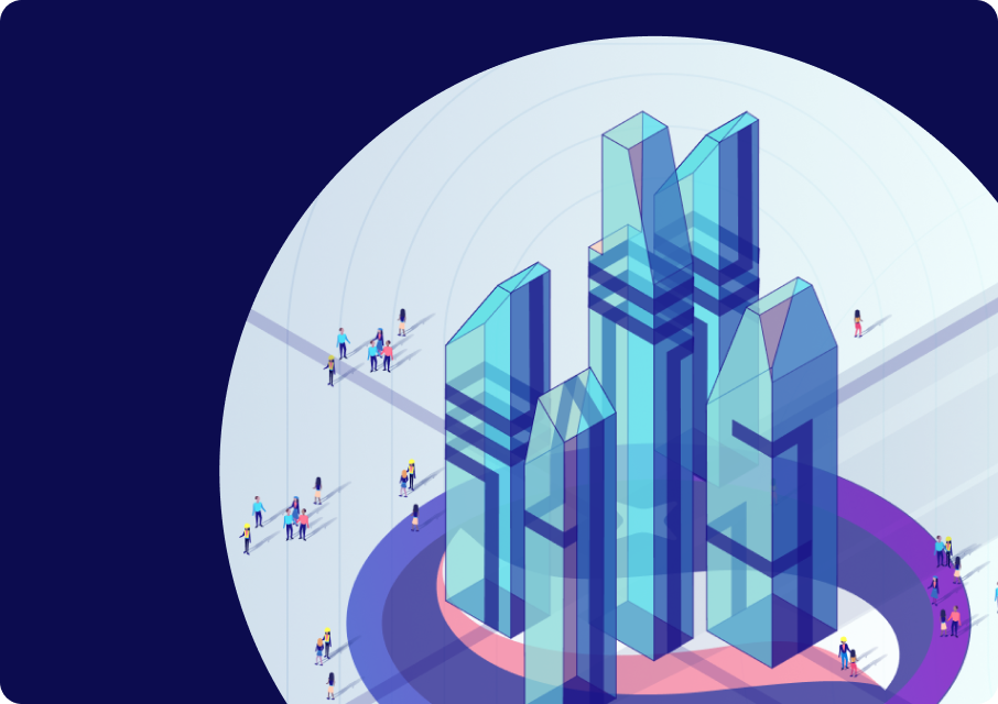 Starknet city and infrastructure illustration